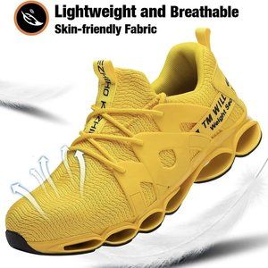 Kezhiho Steel Toe Shoes for Men Women Cushion Comfor